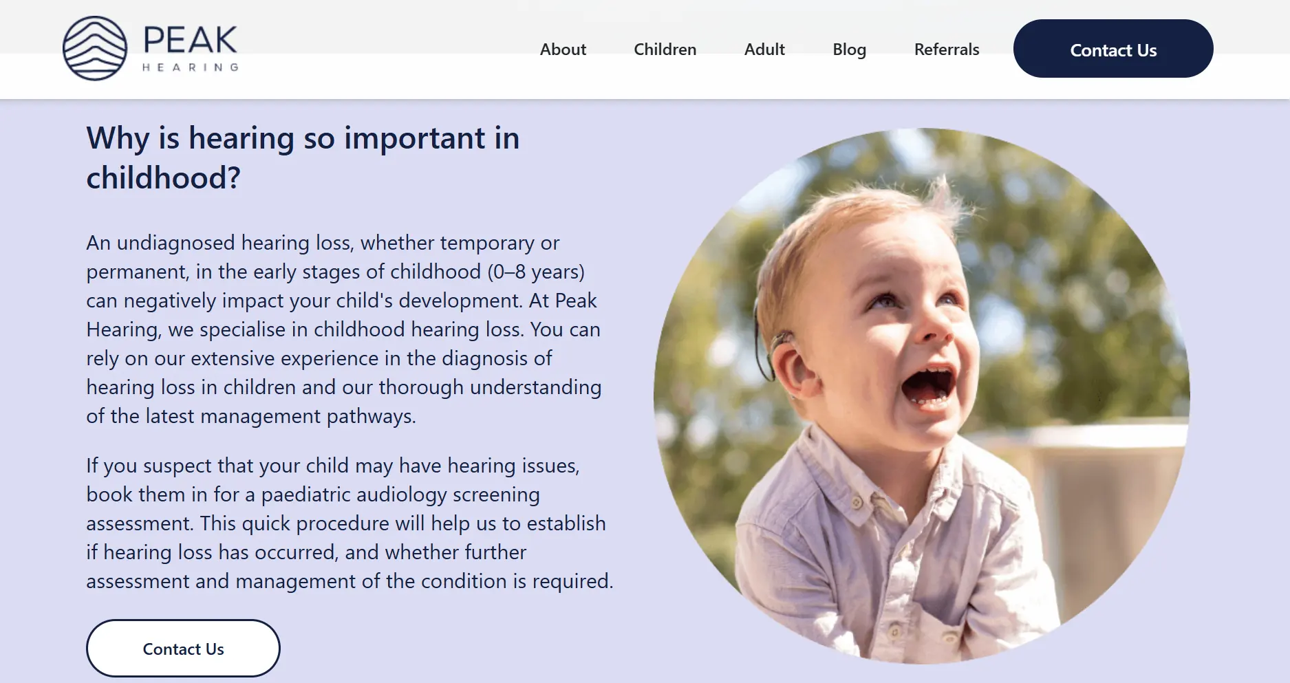 Peak Hearing - Contact Section